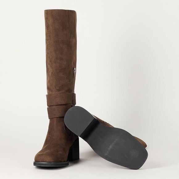 The Drop Women's suede Tall Biker Boots size 8 with Buckles - Picture 6 of 8